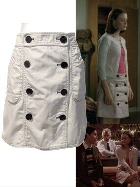 ASO Gilmore Girls Rory Button Skirt Twill Vintage Designer Skirt Size 8 Size 10